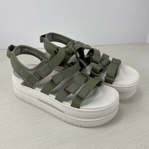 Nike Icon Classic Platform Sandals Women's Size 11 Green White‎ DH0224-301 NEW